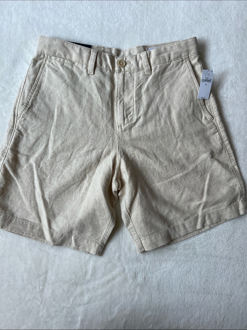 NWT GAP Men's Light Beige Flat Front Linen Blend Shorts